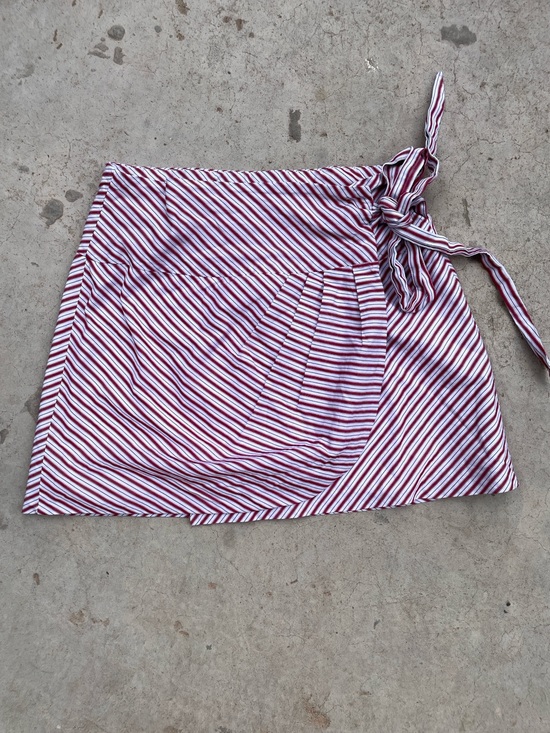 Zara Dresses & Skirts - Zara striped cotton wrap mini skirt size M